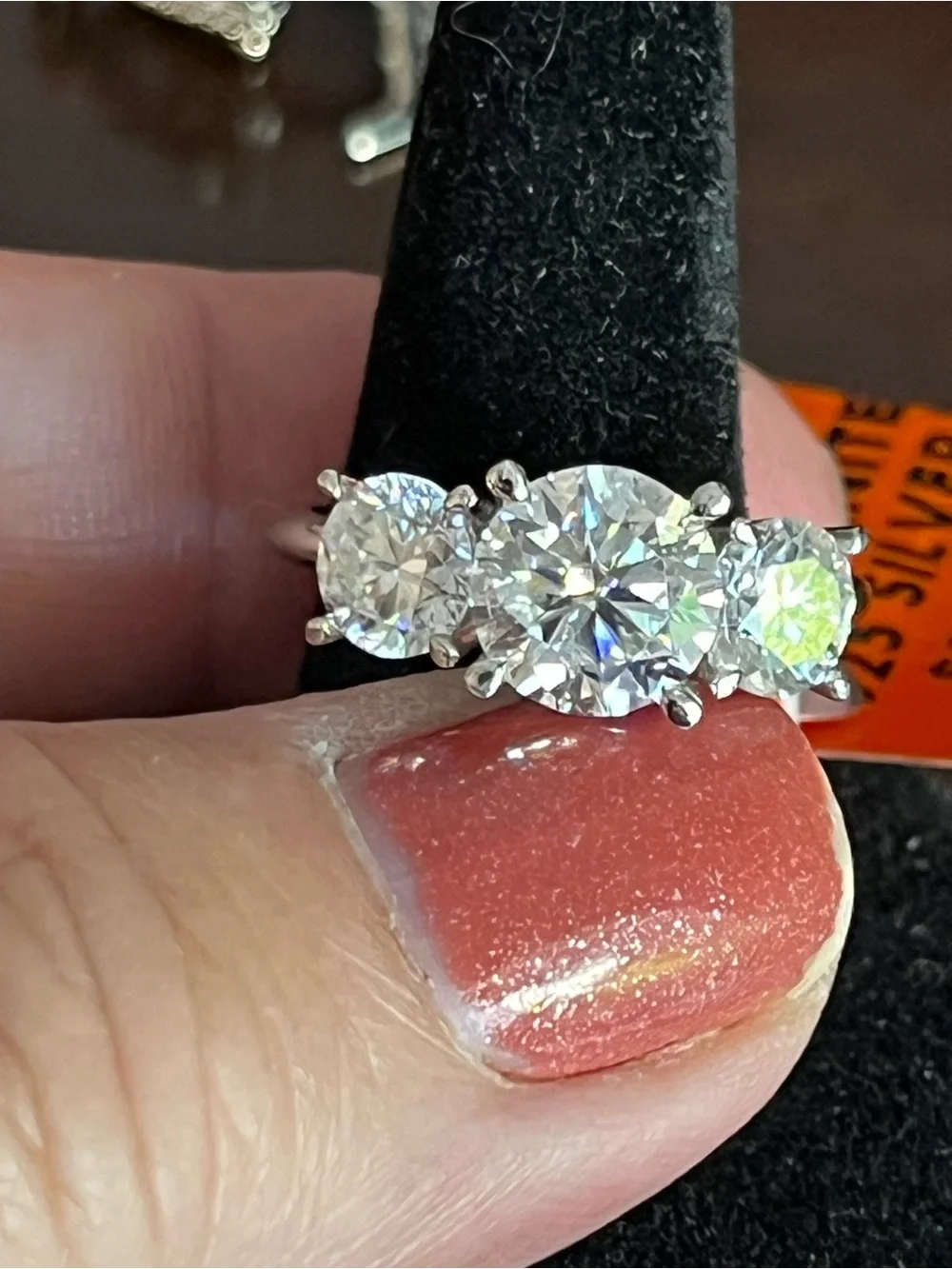 4ctw Moissanite Three-Stone Ring in 925 Silver size 8 -STUNNING!! - Picture 4 of 7
